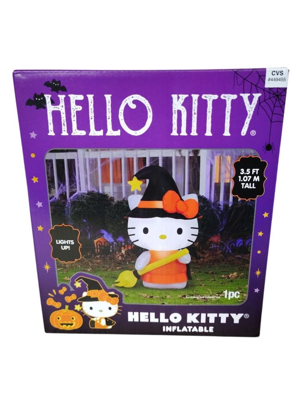 Hello Kitty Halloween Inflatable 3.5 Ft Tall Light-Up Decoration For Indoor & Ou